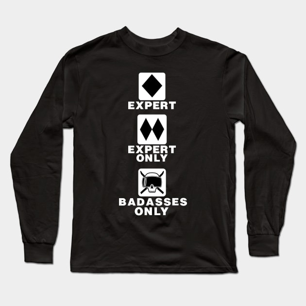 Badass Skull Ski and Snowboard Black Diamond Long Sleeve T-Shirt by MMROB